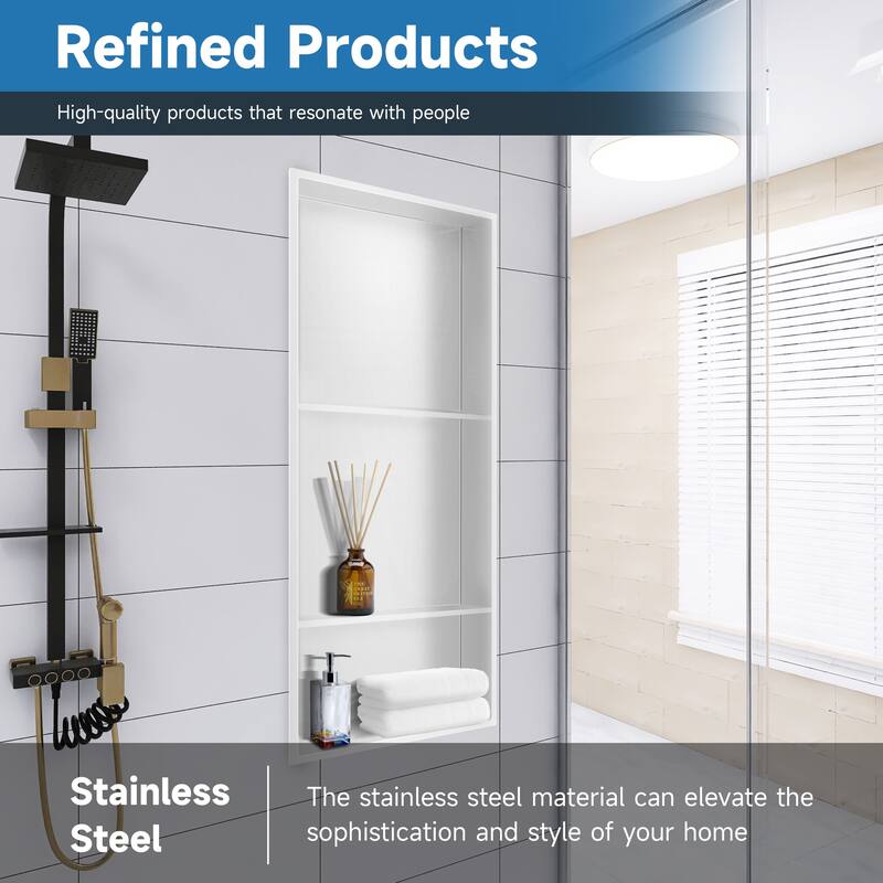 WIZ 12.8-inch W x 30.8-inch H x 4-inch D Stainless Steel Shower Niche - N/A