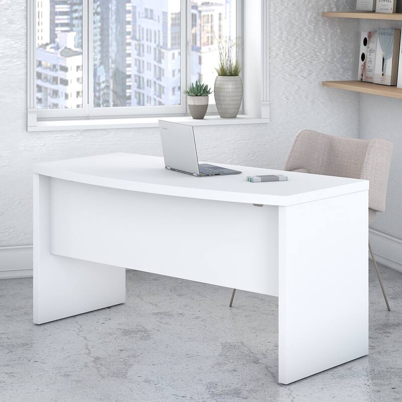 Echo 60W Bow Front Desk by Bush Business Furniture - Pure White