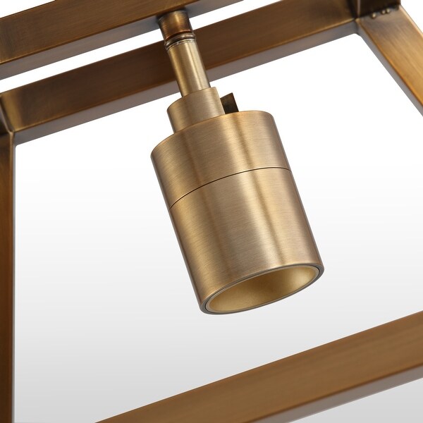 Shura Integrated LED Flush Mount Cage Ceiling Light with Adjustable Spotlight Rustic Farmhouse Style 12.6 x 13.78 Brushed Brass