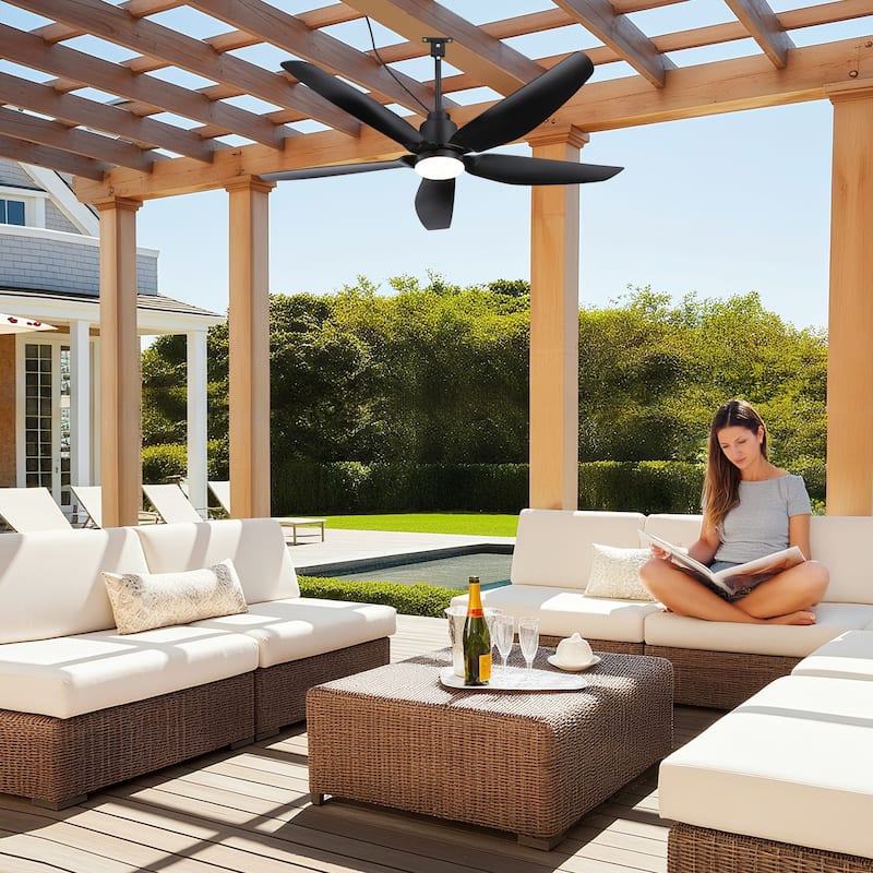 42"/52" Waterproof 5-Blade Outdoor Ceiling Fan with LED Light and Remote