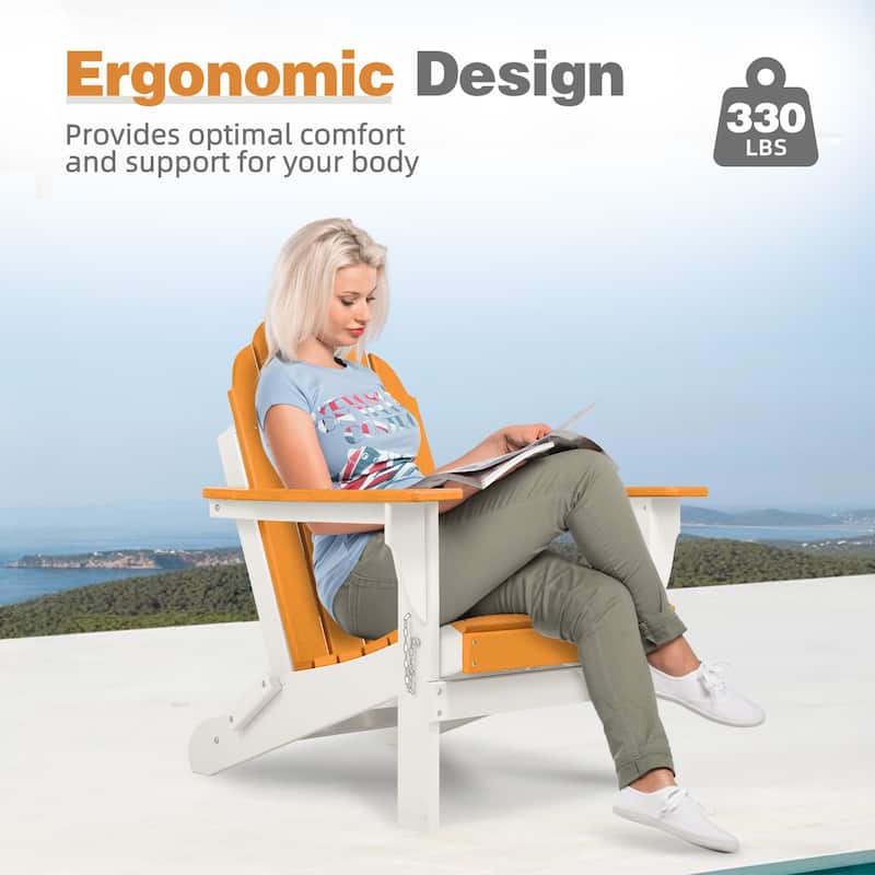 Aoodor HDPE Folding Adirondack Chair - 21.6"W x 32.3"D x 37"H