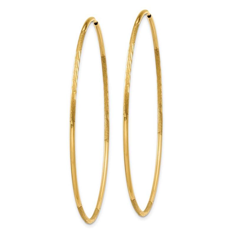 Curata 14k Yellow Gold Sparkle Cut Endless Hoop Earrings - 51x51mm