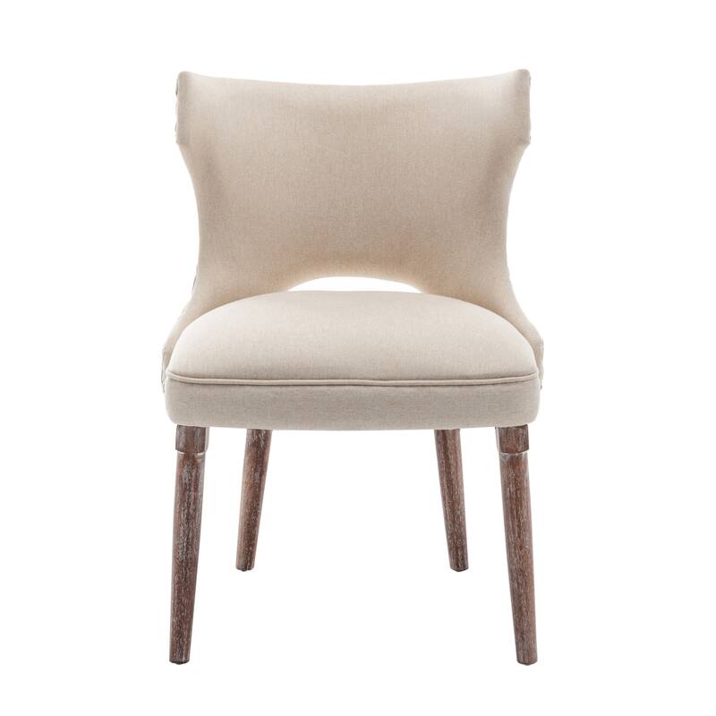 Porthos Home Foras Fabric Wingback Dining Chairs with Rubberwood Legs, Set of 2