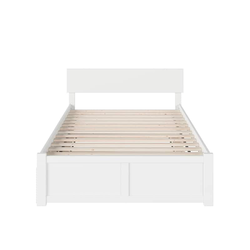 Orlando Full Platform Bed with Footboard and Full Trundle Bed