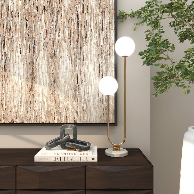 Stylish Metal Orb Light Table Lamp with Marble Base - Gold, Black, Silver
