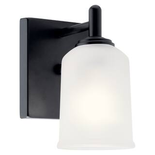 Kichler Lighting Shailene 1-Light Black Wall Sconce with Satin Etched Glass Shade