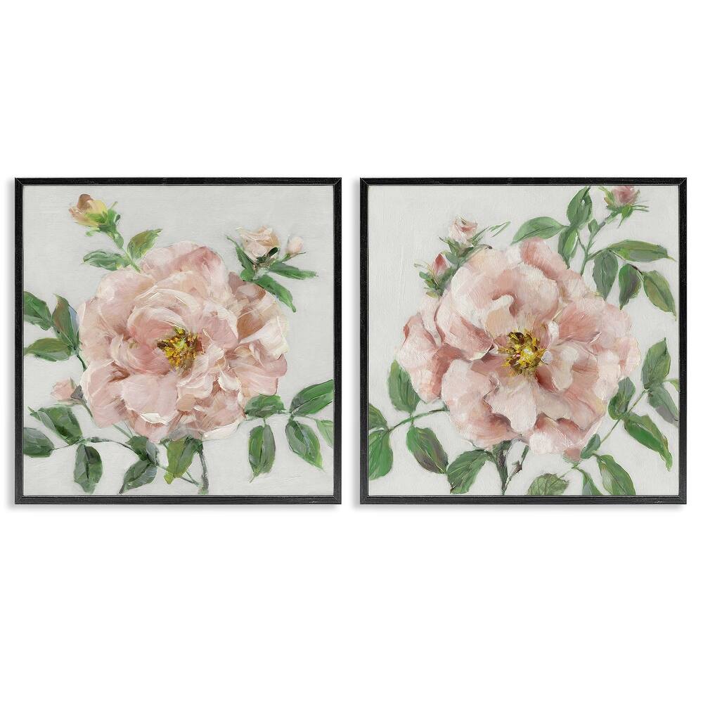 Stupell Soft & Subtle Peonies Framed Giclee Art Design By Sally Swatland (Set of 2)