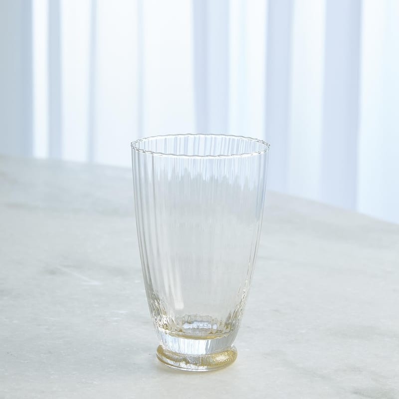 Footed Water Glass - 5.25"H x 3.25"Dia. - Clear/Gold - 1 Piece - 5.25"H x 3.25"Dia.