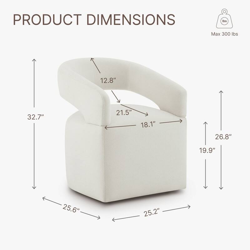Spruce & Spring Parker Modern Mobile Dining Chair with Casters & Open Back