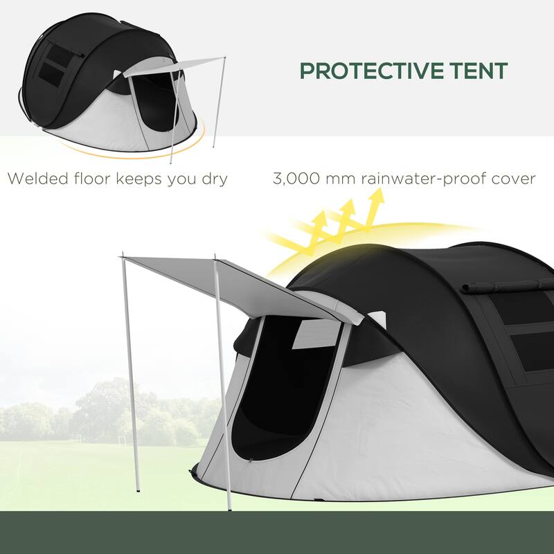 Pop Up Tent, Instant Camping Tent with Porch and Carry Bag, 3000mm Waterproof, for 2-3 People(Poles Included)