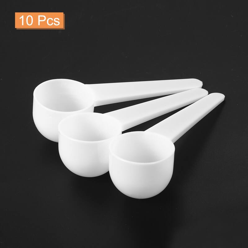 10Pcs Plastic Measuring Spoons Powder Scoops Spoon Kitchen Spoon, 10g White
