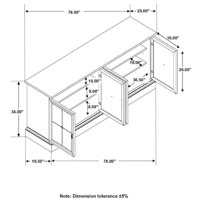 Brockway 4-door Dining Sideboard Buffet Cabinet