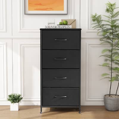4 Drawers Dresser Storage Organizer Unit w/Removable Fabric Bins, Steel Frame Wood Top