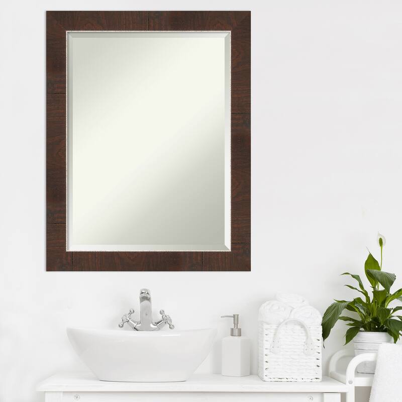 Beveled Bathroom Wall Mirror - Wildwood Brown Frame