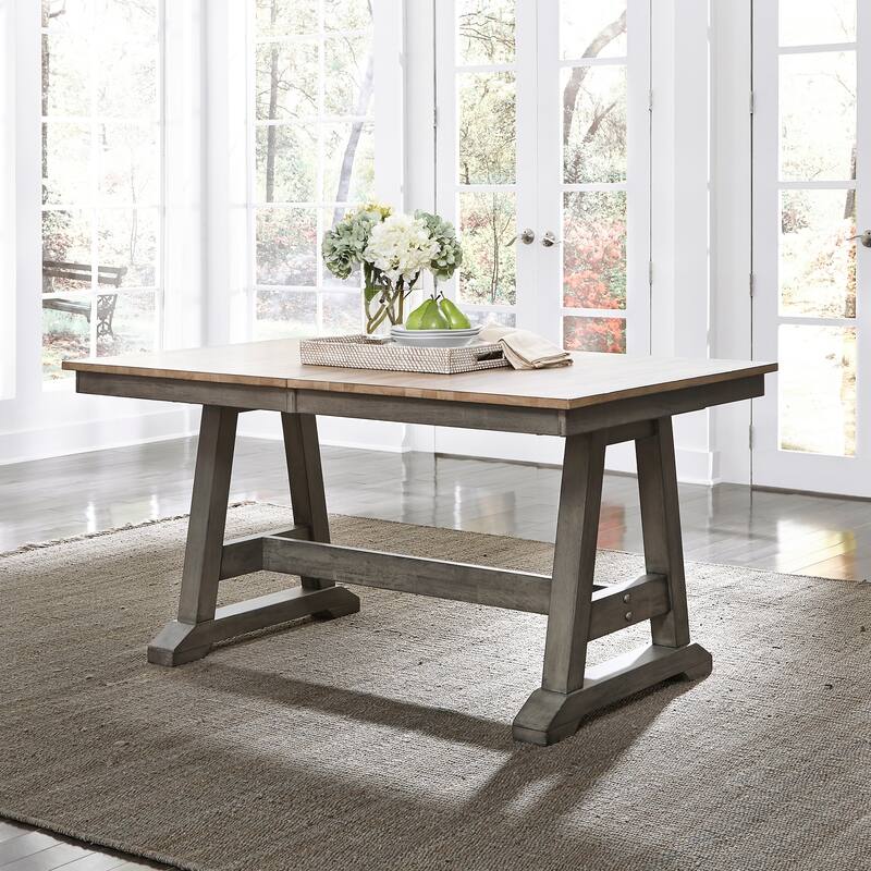 Lindsey Farm Gray and Sandstone Trestle Table - Grey