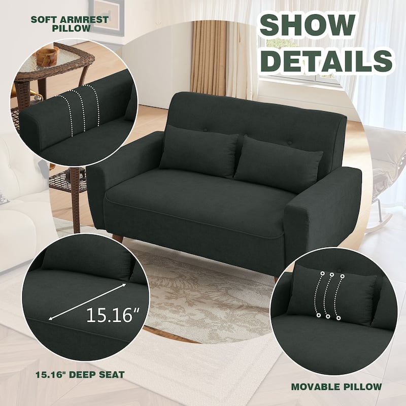 3 Pieces Living Room Set with Storage Ottoman
