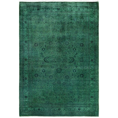 Overdyed One-of-a-Kind Hand-Knotted Area Rug - Green - 6' 2" x 9' 1"