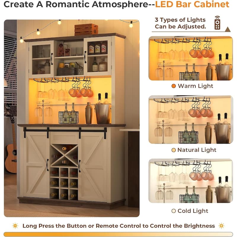 Buffet Cabinet Bar Cabinet Coffee Credenza Sideboard Barn Door Drawer