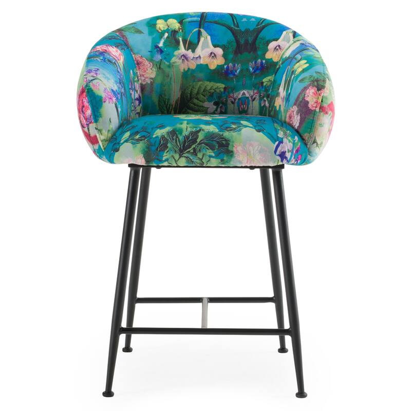Modrest Roxann Modern Counter Stool in Funky Velvet
