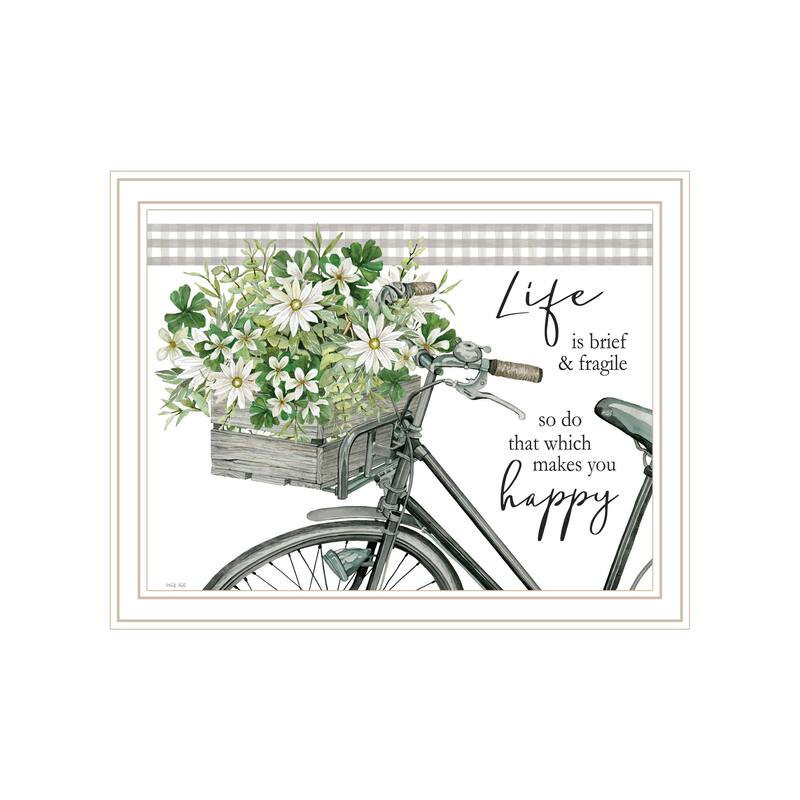TrendyDecor4U Contemporary "DO THAT WHICH MAKES YOU HAPPY" Framed Print Wall Art - White