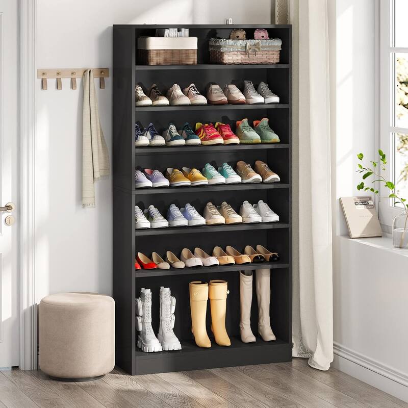 31" Width Black Shoe Cabinet, 9 Tiers 40-45 Pairs
