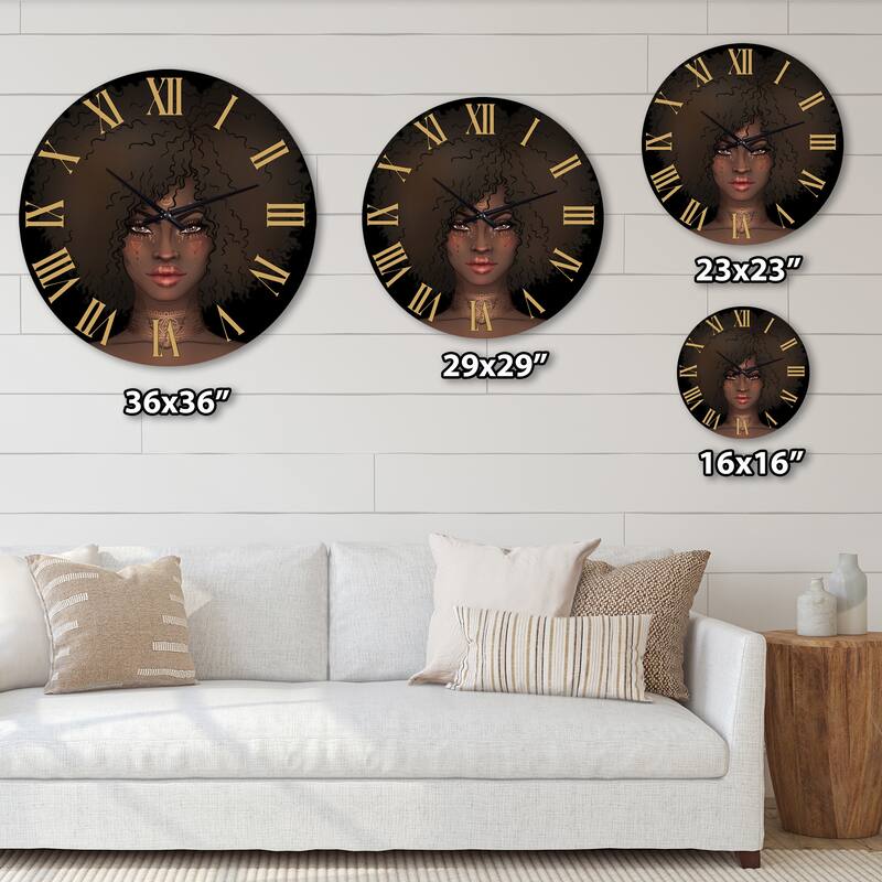 Designart 'Portrait of African American Woman III' Modern wall clock