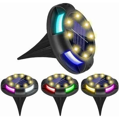 4 Pack Solar Ground Disk Lights for Pathway 12 LED