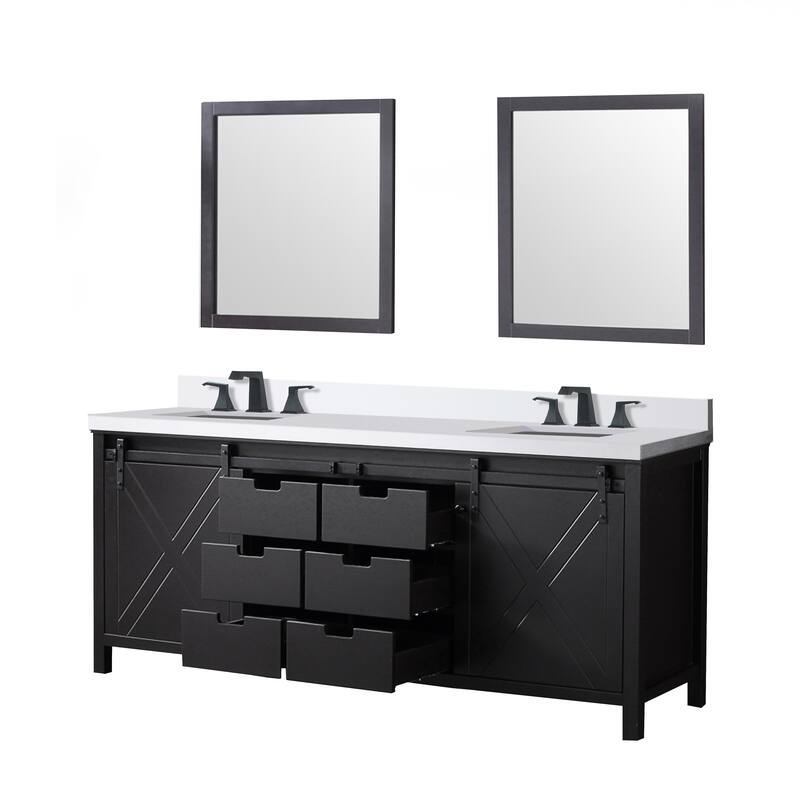 Marsyas Bath Vanity, Cultured Marble Countertop, Faucet Set and Mirrors