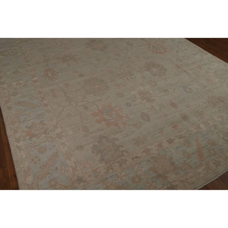 Vegetable Dye Transitional Oushak Turkish Rug Hand-Knotted Wool Carpet - 7'10" x 10'0"