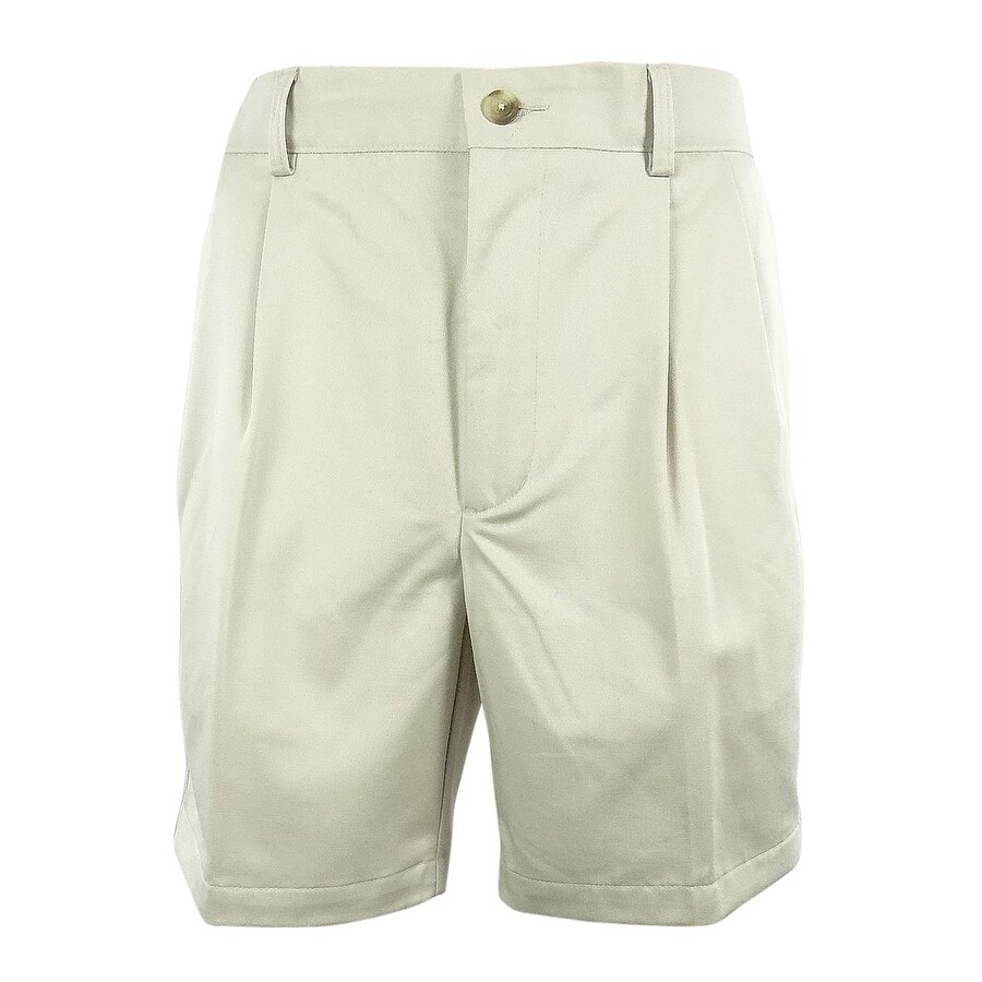 Roundtree Yorke Casuals Mens Classic Pleated Shorts Chino Khaki