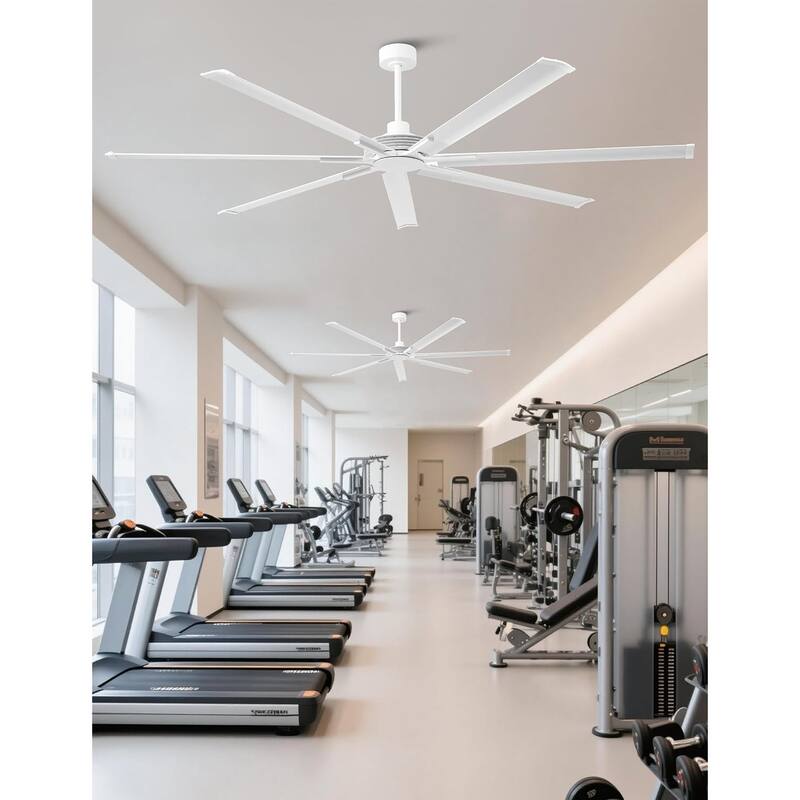 Ceiling Fan Modern 84" Industrial 7-Blade White Metal