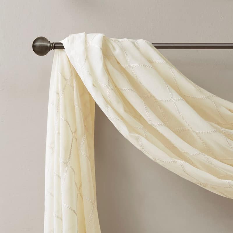 Diamond Sheer Embroidered Window Scarf