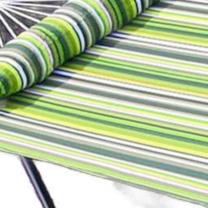 HomeRoots Green And Yellow Striped Double Hammock - 125.50 in. x 1.00 in. x 55.00 in.