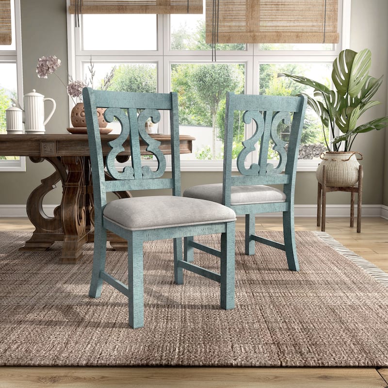 Sylmer Farmhouse Wood Dining Chairs (Set of 2) by Furniture of America - Light Blue