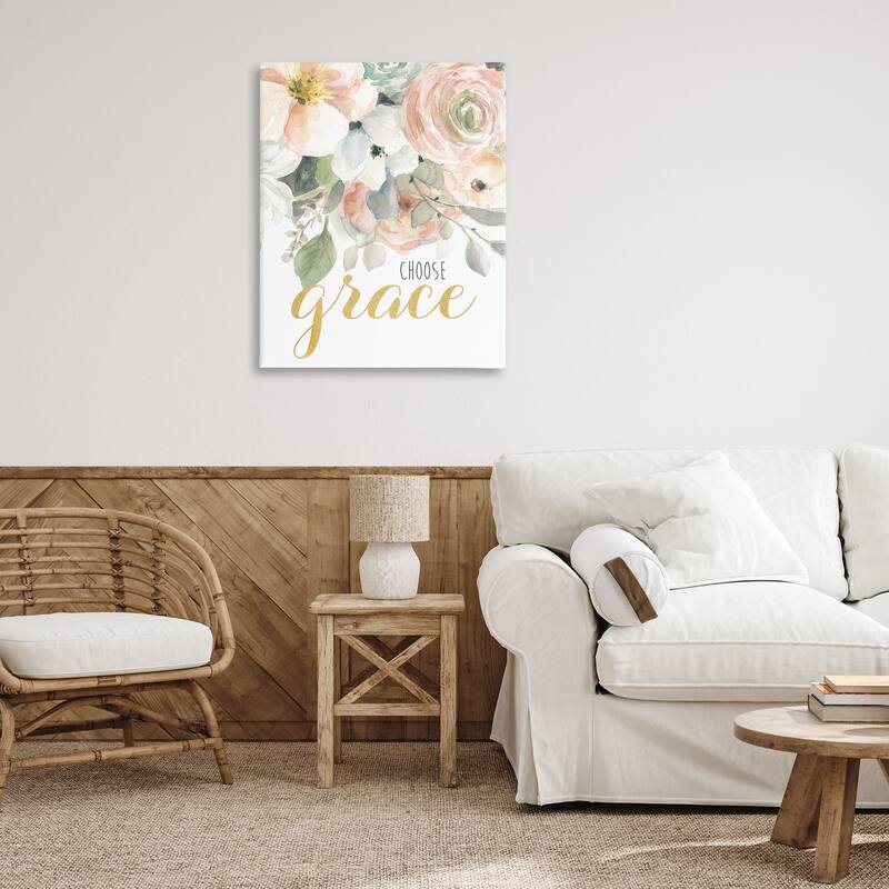 Stupell Choose Grace on Florals Canvas Wall Art Design By Carol Robinson