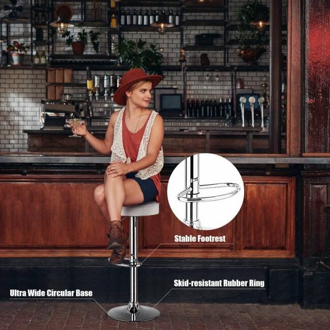 1 PC Round Bar Stool Adjustable Swivel Pub Chair - 14" x 26" - 34" (D x H)