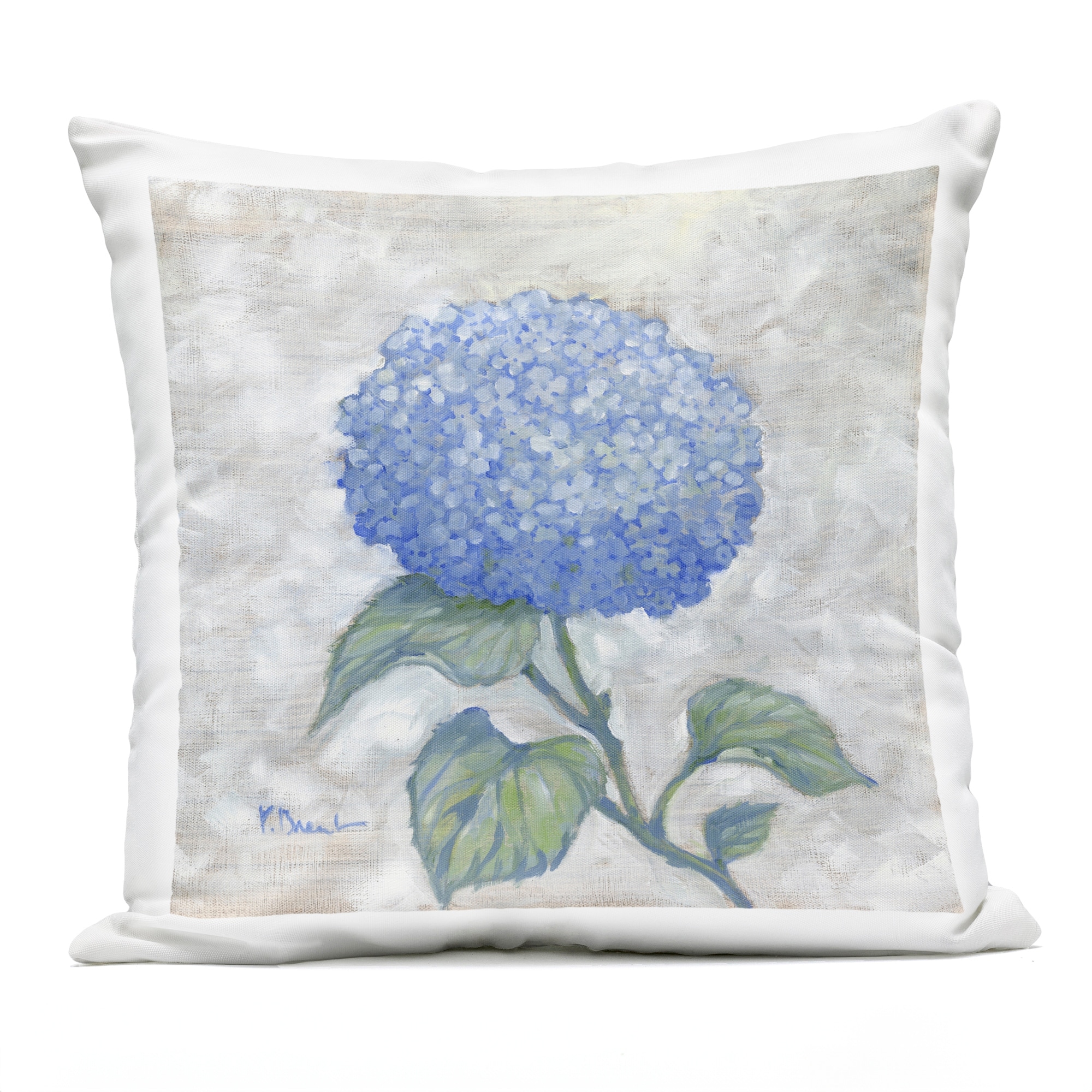 Stupell Round Blue Country Hydrangea Printed Outdoor Throw Pillow Design by Paul Brent