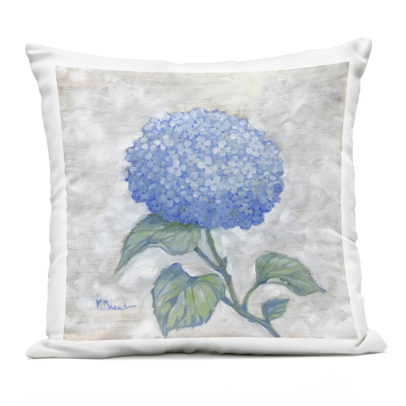 Stupell Round Blue Country Hydrangea Printed Outdoor Throw Pillow Design by Paul Brent - Accent - Polyester - Blue - Single
