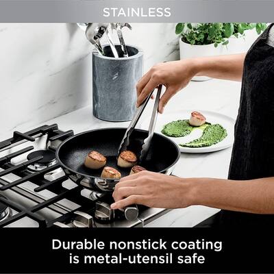 Ninja C62200 Foodi NeverStick Stainless 10 1/4-Inch and 12-Inch Fry Pan Set