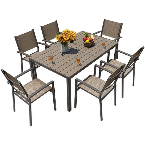Furniwell 7 Pieces Patio Dining Set Outdoor Furniture Set with