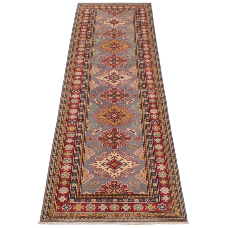 ECARPETGALLERY Hand-knotted Uzbek Ghazni Grey Wool Rug - 2'8 x 9'10