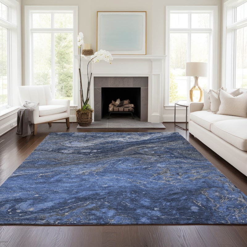 Machine Washable Indoor/ Outdoor Chantille Modern Abstract Rug - Blue - 2'6" x 3'10"