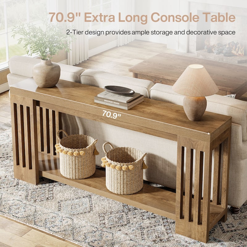70.87'' Farmhouse Console Table, Wooden Sofa Table with Sturdy Frame
