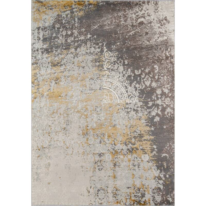 Momeni Luxe Polyester Blend Distressed Design Area Rug