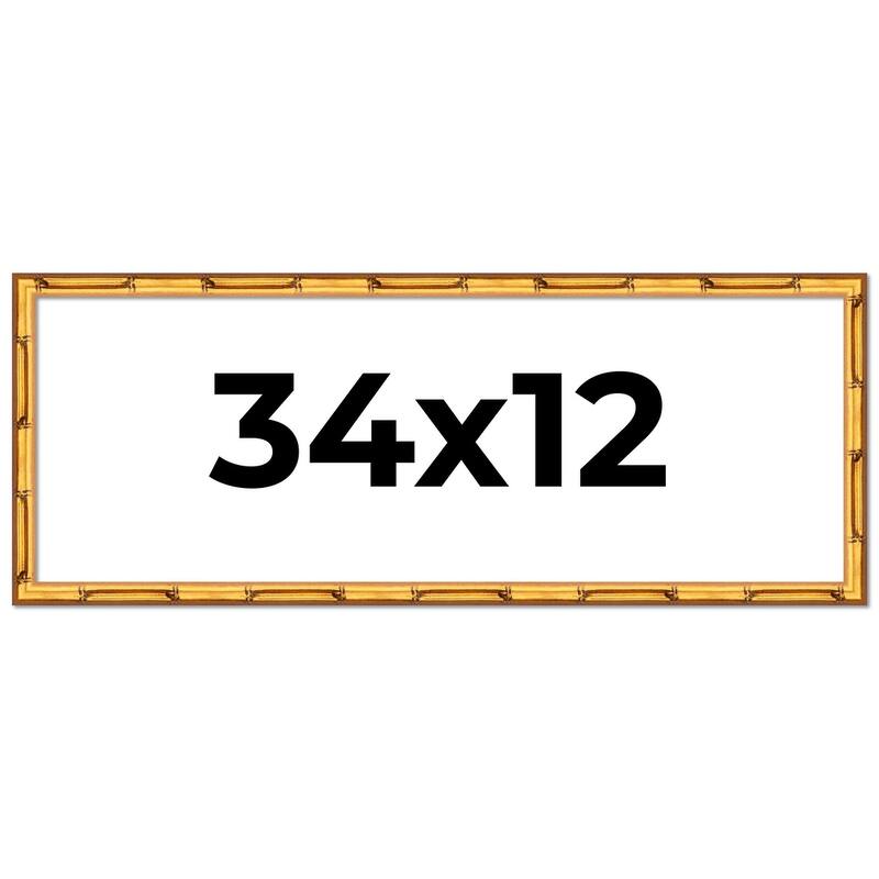 34x12 Frame Gold Bamboo Picture Frame Modern Photo Frame Includes UV Acrylic Shatter Guard Front Acid Free Foam Backing Board