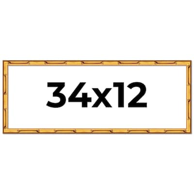 34x12 Frame Gold Bamboo Picture Frame Modern Photo Frame Includes UV Acrylic Shatter Guard Front Acid Free Foam Backing Board