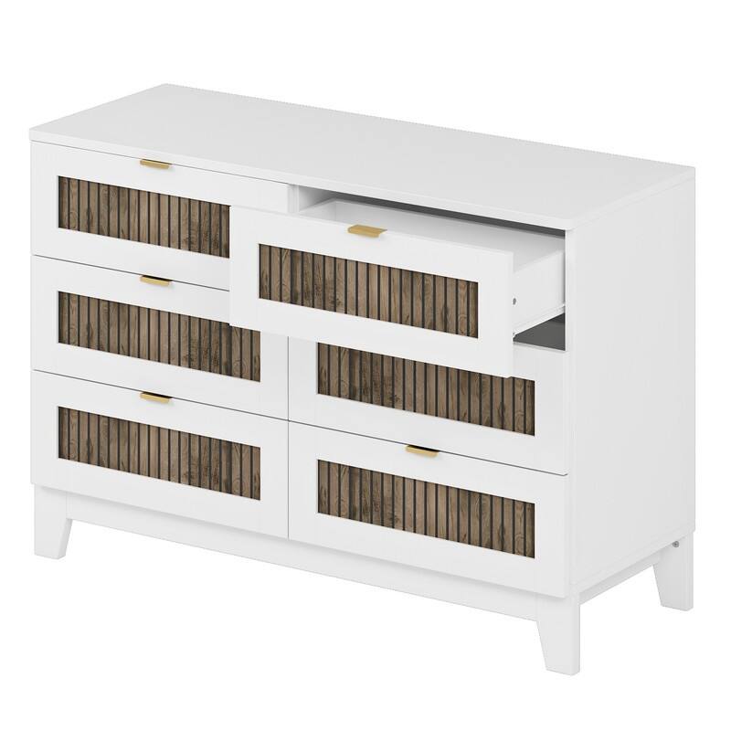 4-Pc Full/Queen Farmhouse Bedroom Set with Wooden Strip Stickers, Storage Nightstand & Dresser, White/Black