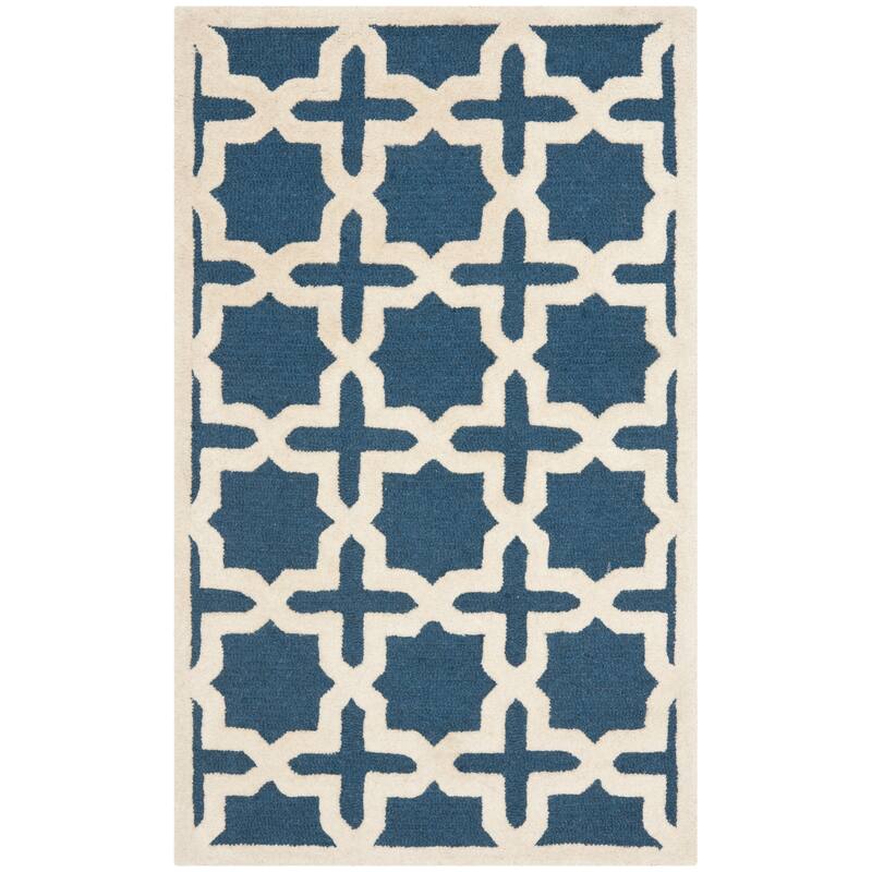 SAFAVIEH Handmade Cambridge Remedios Geometric Wool Rug - 2' x 3' - Navy Blue/Ivory