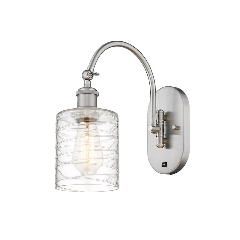 Innovations Lighting 518-1W-13-5 Cobbleskill Sconce Cobbleskill 13" - Brushed Satin Nickel / Deco Swirl