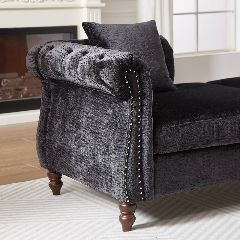 81" Button Tufted Sleeper Sofa Bed with Nailhead and Pillows